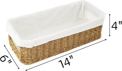 YRMT Rattan Toilet Tank Basket Toilet Paper Storage Baskets for Bathroom Handwoven Toiletry Countertop Organizer Water-Resistant Home Decor 14" x 6" x 4" (Rattan)