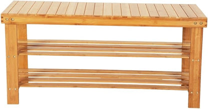 None/Brand Bamboo Shoe Rack with Storage Shelf, Three-Layer Wooden Shoe Rack, can Hold 551 pounds, Very Suitable for Corridor, Bathroom, Living Room and Corridor Entrance (Wood Color)