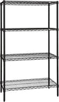 Quantum Storage Systems WR86-1272BK-5 Wire Shelving Starter Kit, 72" W x 12" D x 86" H, 600 lbs Capacity, Carbon Steel, Epoxy Coated, Black, NSF