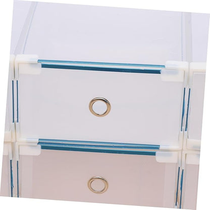 Ciieeo Low Heel Shoe Box 10pcs Plastic Drawer Type Storage Plastic Shoe Case Organizer Metal Edging