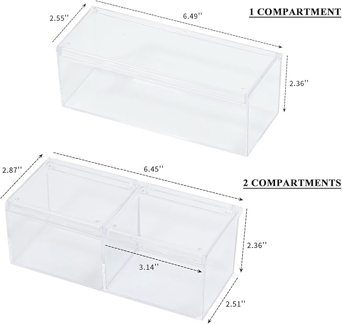 2 Pack Qtip Holder Dispenser with Lid , Plastic Bathroom Vanity Canister for Counter, Drawer and Cabinet Use, Cotton Balls, Makeup Pads, Floss Picks, Clear Desk Container