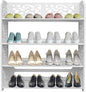 4 Tier Wood-Plastic Board Shoe Rack,Narrow Vertical Shoe Rack,Freestanding Shoe Organizer Shelf,Shoe Rack Storage Organizer,with Shelves,for Closet, Entryway, Front Door Entrance, Hallway (White)