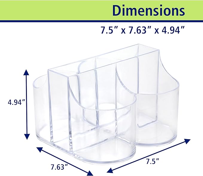 Lillian Tablesettings Cutlery Caddy Organizer 5 Compartment - Silverware Organizer & Napkin Holder - Clear, 1 Pack