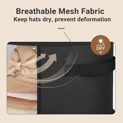 2Pcs Extra Large Hat Organizer for Closet Storage, Clear Window 16.5" W x 10.4" H Hat Box with Handles, Cowboy Hat Travel Case Holds 5-7 Hats, Wide Brim Storage Bag Protector for Women & Men