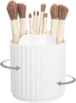 Anyoifax Makeup Brush Holder Organizer 360°Rotating Make Up Brushes Container for Vanity, Spinning Cosmetics Storage Cup, Stripe White