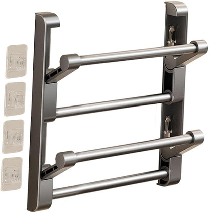 Yajuyi Shoe Storage Rack Foldable Organizer Folding Hanging Shelf Space Saving Aluminum Punch Free Suitable for Entryway Kitchen Bedroom, 30cm
