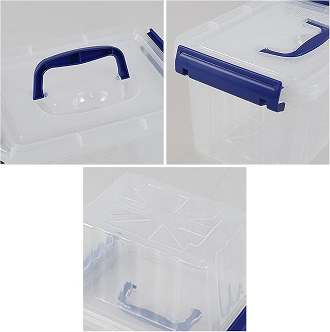3 Quarts Plastic Storage Container Bin with Latching Lid, Small Storage Bin Tote Stackable and Nestable Organizing Box, Pack of 6, T