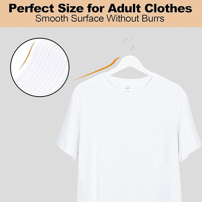 Wooden Hangers 20 Pack, Wood Hangers with Extra Smooth Finish, Precisely Cut Notches & Chrome Swivel Hook, Wooden Clothes Hangers for Shirt Coat Jacket Dress, White