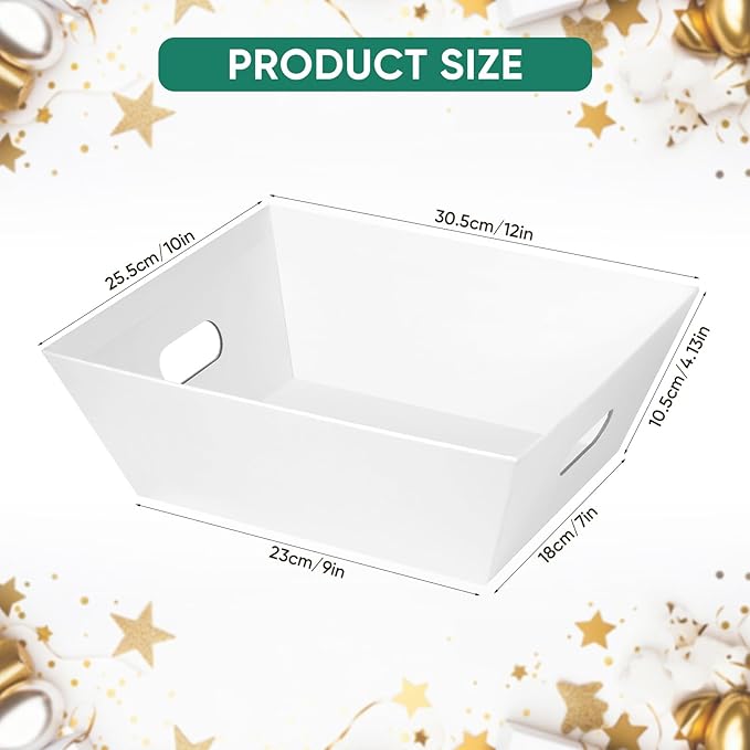 AFOROEOA 6PACK Baskets For Gifts Empty, 10x12”Thick White Gift Basket with 6 Bows 6 Bags Empty Gift Baskets for Christmas, Valentine’s Day, Easter, Birthdays, Valentine’s Day Wrapping Gift