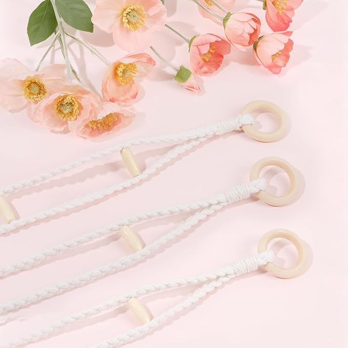 3 PCS Headband Holder Organizer for Girl,Hanging Hairband Storage for Women,Beige Hair Hoop Display Hair Accessories Organizer Bedroom College Dorm Decor(Beige Beads)