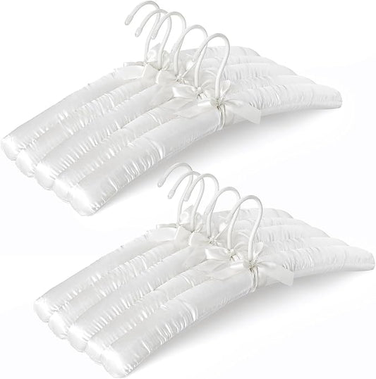 TOPIA HANGER Padded Hangers for Women Clothing,17-inch Satin Hangers 10 Pack Thick Foam Padded No Shoulder Bump for Sweaters, Coat, Blouses, Dresses-White, CT18W-10