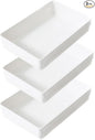 3 Pack White Plastic Drawer Organizer Tray Cutlery Utensil Makeups Drawer Organizers 9" X 6"