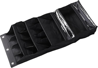 Over The Door Shoe Bag Space Saving Hanging Storage Holder Vertical Organizer with 16 Pockets for Closet Bathroom Dorm Entryway (Black)