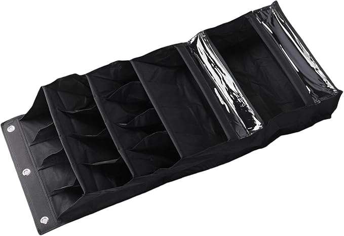 Over The Door Shoe Organizer | Breathable 600D Oxford Fabric Hanging Storage | Space Saving Shoe Rack for Closet/Bathroom/Dorm | Multi Purpose Door Organizer with 3 Hooks (Black)