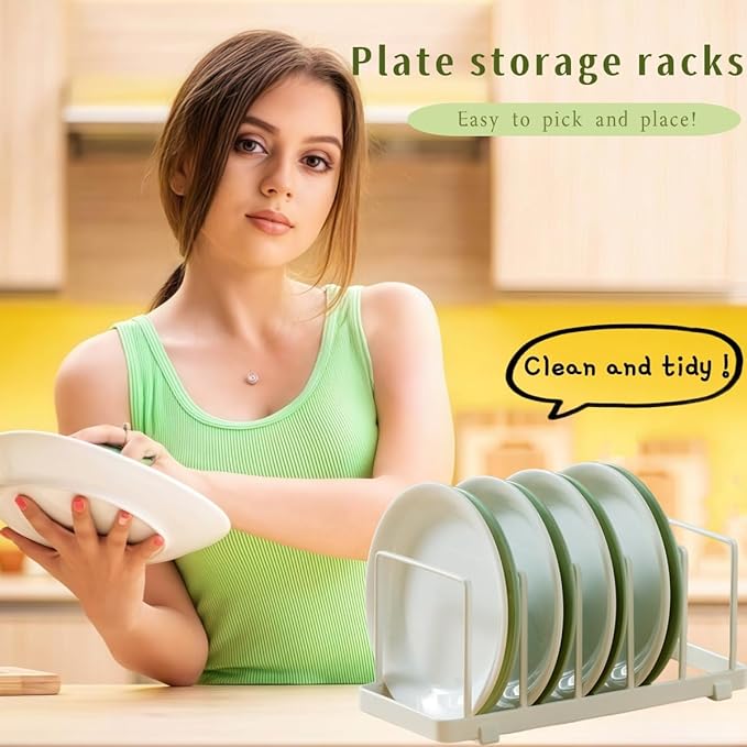 Cutting board organizer Dish rack Pot Lid Organizer for Bakeware, Dish Plate, Cutting Boards, Pots & Pans, Drying Rack Storage Holder Organizer for Kitchen Cabinet/Sink/Kitchen countertops (White)