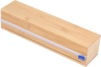 BigKing Wooden Plastic Wrap Dispenser with Cutter - Aluminum Foil Holder, Wax Paper Storage Box for Refrigerator, Kitchen Bamboo Organizer, Compatible with 13" Roll