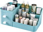 skin care organizer,Makeup Desk Organizer With Drawers,Countertop Organizer for Cosmetics,Vanity brush with Holder for Lipstick, Brushes, Eyeshadow, and Desktop (polar blue)