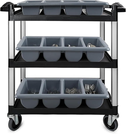 Obstnny 4-Pack Commercial Cutlery Bin, 4-Compartment Plastic Silverware Organizer Trays