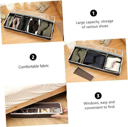 Amosfun Folding Shoe Storage Case with Visible Window Lightweight Non Woven Compact Organizer for Home and Travel Space Saving Foldable Shoe Box with Dust and Moisture Protection Small