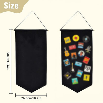 Winmany Wall Hanging Brooch Jewelry Storage Case Canvas Display Stand Enamel Pin Display Banner Holder Earrings Necklace Glitter Pin Collection Organizer (Black+White)