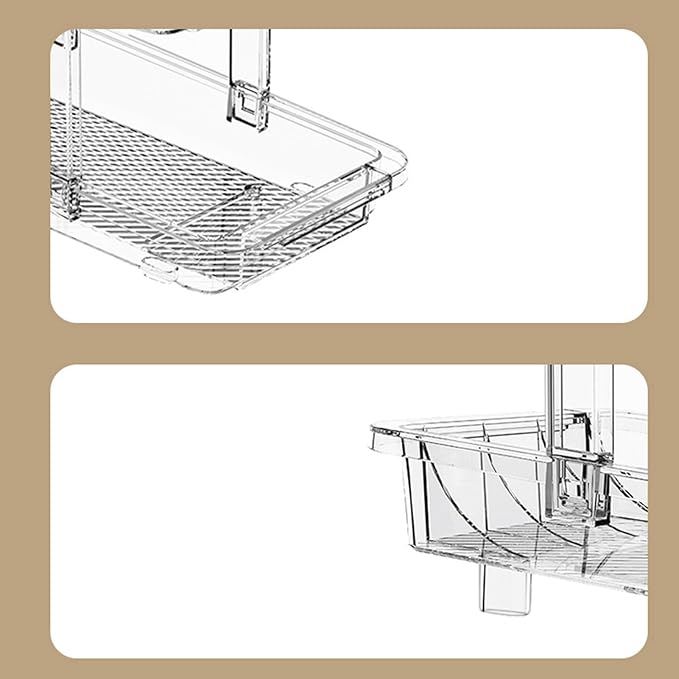 Refrigerator Beverage Can Storage Rack, Soda Can Organizer Easy Access Transparent Two-Tier Design Beverage Can Holder Drink Organizer Black