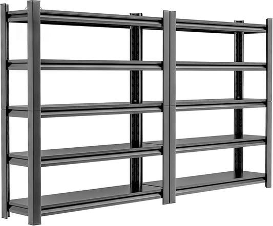 Hzdbhd 2 Set Garage Shelving Unit 78" H3000bls Heavy Duty Storage Shelves Easy Assembly 5 Tier Adjustable Metal Steel Utility Shelf Rack