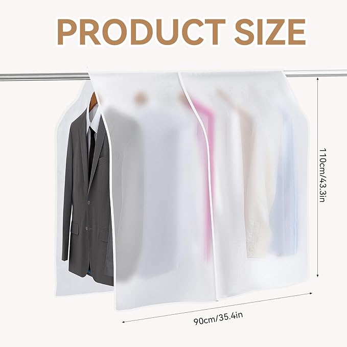 Clothing Rack Covers Hanging Clothes Dust Covers Garment Bag Organizer Storage Waterproof Hanger Protector Clear Clothes Shoulder Rack Cover Suit Coat Dress Closet Dustproof Cover, 35.43 x 43.31 in