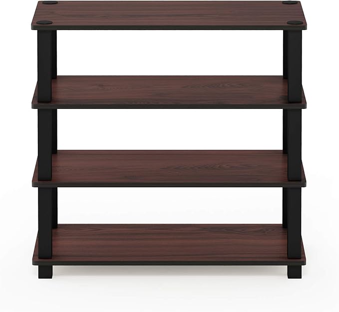 Furinno Turn-S-Tube 4-Tier Shoe Rack, Dark Cherry/Black