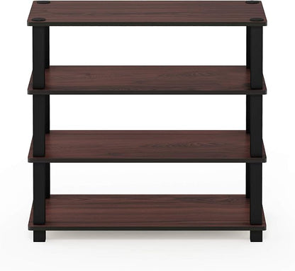 Furinno Turn-S-Tube 4-Tier Shoe Rack, Dark Cherry/Black