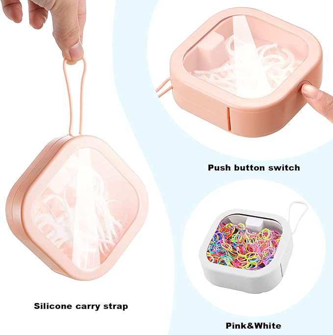 4PCS Travel Hair Tie Organizer, Portable Travel Qtip Holder Cotton Swabs Dispenser, Travel Hair Accessories Organizer, Hair Box Organizer for Girls ,Small Items Organizer 3.7x3.7x1.2 In (Pink+White)
