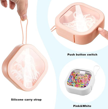 4PCS Travel Hair Tie Organizer, Portable Travel Qtip Holder Cotton Swabs Dispenser, Travel Hair Accessories Organizer, Hair Box Organizer for Girls ,Small Items Organizer 3.7x3.7x1.2 In (Pink+White)