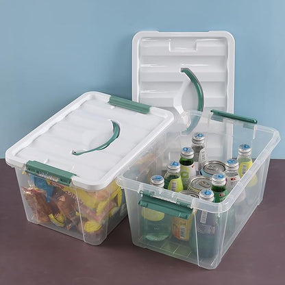 14 Quart Plastic Storage Bins with Lids, 6-Pack Stackable Clear Storage Organizing Box with Handle