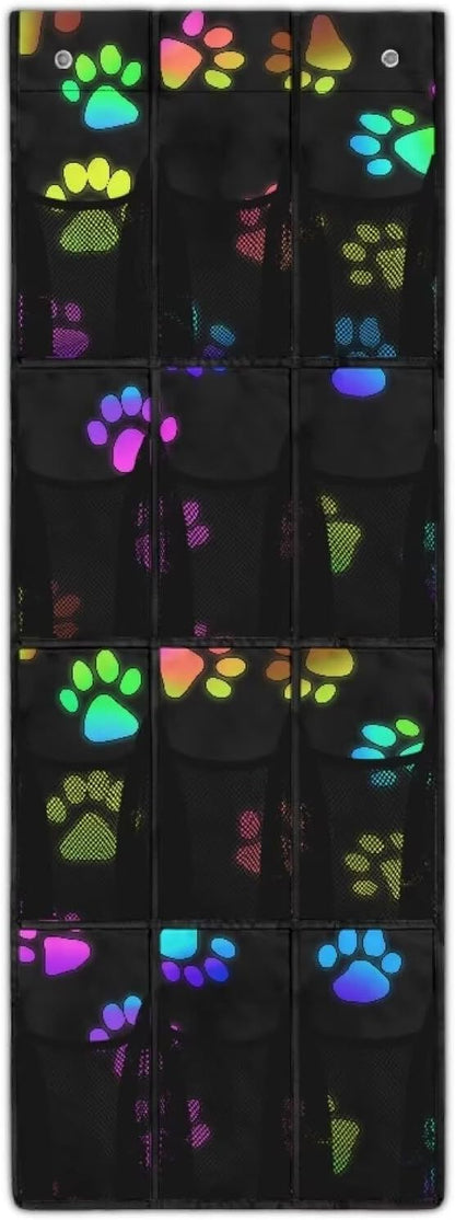 Generic Black Dog Claw Over The Door Shoe Organizer Hook Design Shoes Rack Storage Organizer Over The Door Can Be Easily Folded Into A Flat Shape for Easy Storage and Carrying