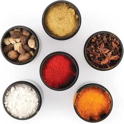 Stainless Steel Masala Box, 7 Compartments, Round Container with Lid, 20 cm, Silver