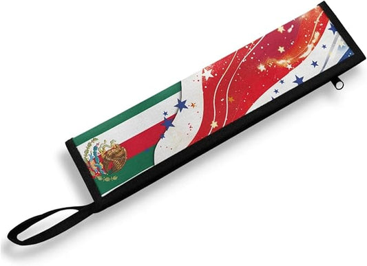 COEQINE American Flag Themes Utensil Holder Case Fork Spoon Knife Organizer Pouch With Handles, Mexico Independence Day Decoration, Fashion Silverware Bags With Handles for Work Travel