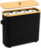 Premium Waterproof Toilet Paper Storage Box with Bamboo Lid - Fits 9 Mega Rolls, 900D Heavy-Duty Fabric Bathroom Organizer Bin with Elevated Base & Handles for Narrow Spaces (17.3"x 6.9"x 15.5")
