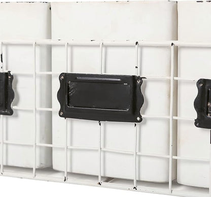 NIKKY HOME Farmhouse 3 Compartment Flatware Cutlery Caddy Countertop Silverware Holder for Spoons, Knives, Forks - White