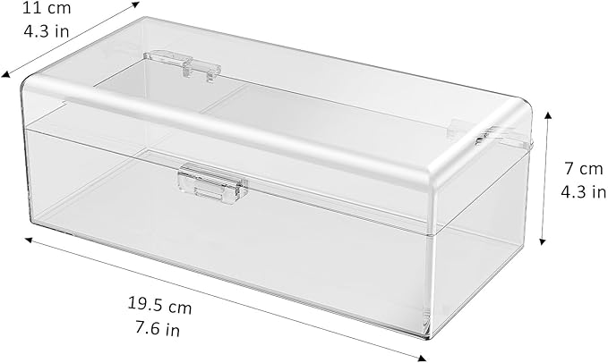 JessLab Hair Accessories Organizer for Girls, Acrylic Hair Bow Tie Clip Scrunchie Holder with Dividers, Clear Stackable Storage Box for Bathroom, Bedroom, Vanity Countertop (1 Compartment)