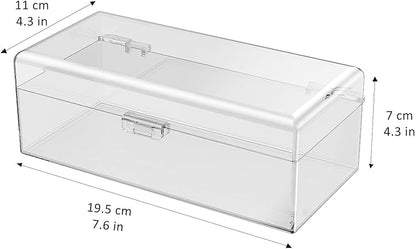 JessLab Hair Accessories Organizer for Girls, Acrylic Hair Bow Tie Clip Scrunchie Holder with Dividers, Clear Stackable Storage Box for Bathroom, Bedroom, Vanity Countertop (1 Compartment)