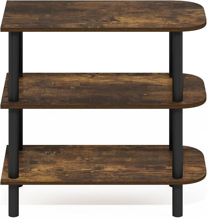 Furinno Turn-N-Tube Shoe Rack, 3-Tier Narrow Shoe Organizer, Shoe Rack Storage with Curved Freestanding Organizer, 11.7 x 23.6 x 21.9, for Closet Entryway, Office, Garage, Amber Oak