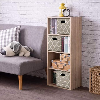 Decorative Storage Cubes 10.5 x10.5 x 11 Inch Brown Cuibcle Baskets LatticePattern Cloth Storage Cubes Bins Foldable Fabric Storage Boxes Inserts Cube Drawers for Organizer Closet,QY-SC08-6