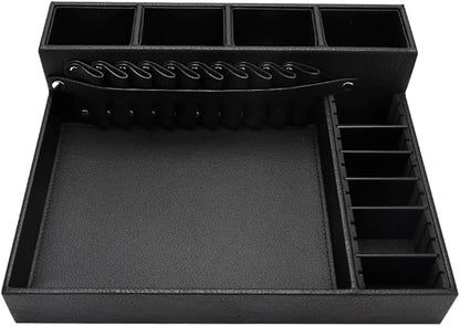 Barber Storage Box,Hairdressing Tool Holder, Multifunctional Detachable Large Storage Box, Shear Holder PU Leather Salon Scissors Holder, Hair Cutting Tools Storage Case for Barber Accessories(Large)