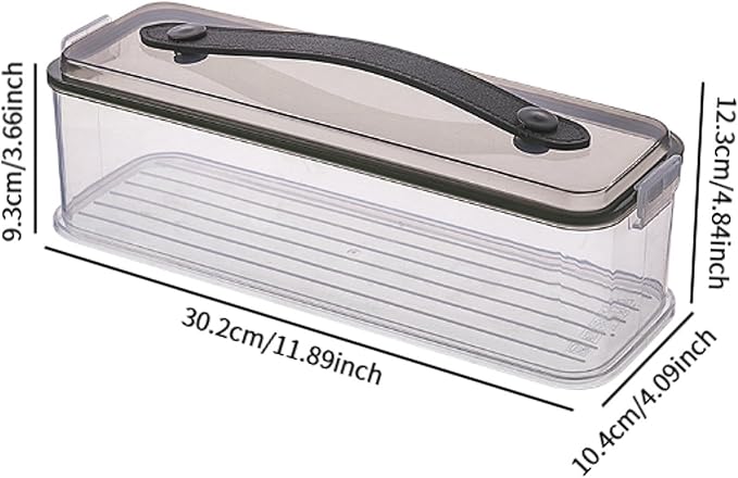 Pasta Container with Handle Food Storage Box Airtight Spaghetti Keeper Rectangular Canister, Single Layer