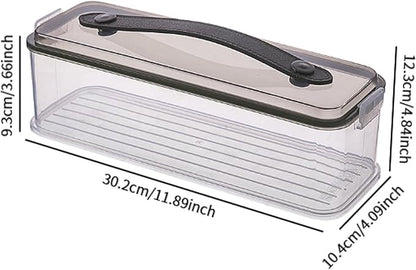 Pasta Container with Handle Food Storage Box Airtight Spaghetti Keeper Rectangular Canister, Single Layer