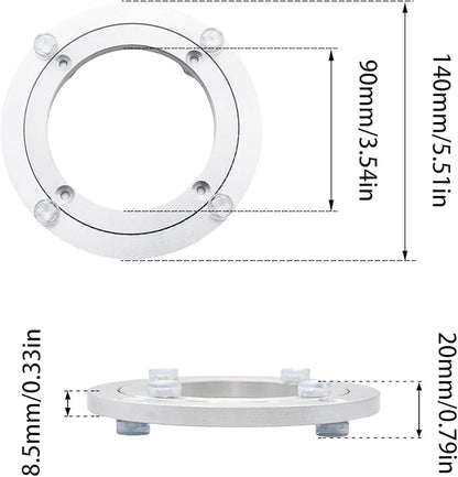 2Pcs 140mm / 5.51" Aluminum Alloy Lazy Susan Turntable Bearings, 6" Round Rotating Bearing Turntable Base(Base Only), for Kitchen Storage, Corner Shelves, Book Rack