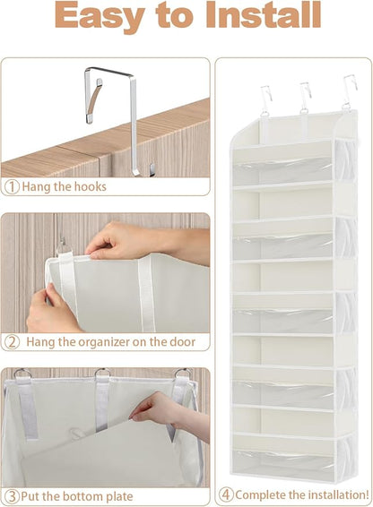 TAHAVICE 1 Pack Over The Door Storage Organizer with 5 Pockets 10 Mesh Pockets, 44 lbs Weight Capacity Door Hanging Organizers and Storage for Bedroom,Bathroom,Nursery,Kidroom,Babyroom