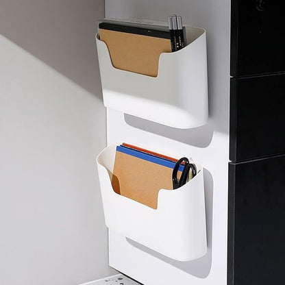 Kitchen Cabinet Door Organizer, 2PCS 9.3x2.8x3.9 Inch Wall Mounted Storage Bins, Plastic Adhesive Cabinet Door Organizer for Cupboard, Bathroom, Fridge, Desktop.