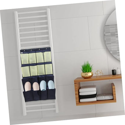 GLEAVI Hanging Door Shoe Organizer Over the Door Shoe Rack for Closet Storage Oxford Cloth Shoe Holder for Shoes and Gadgets in Blue and Yellow