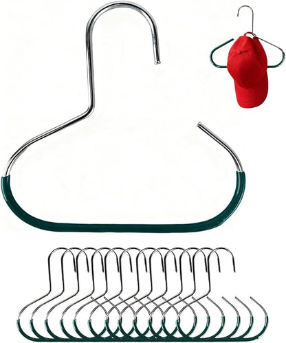 Dark Green Scarf Hangers Hat Hangers for Closet 12 Pcs Metal Scarf Hangers with Non Slip Grip,Belt Tie Organizer Storage Holders for Scarves Tank Tops Caps,Dark Green