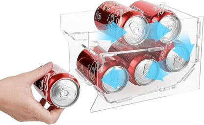 Soda Can Organizer for Mini Fridge, 9'' Acrylic Rolling Can Organizer Dispenser, Auto Beverage Can Holder Rack, Can Storage Organizer, Can Drink Holder for Canned Food Beer 12oz Standard Cans